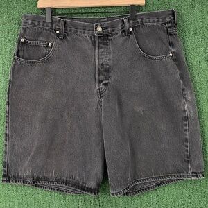 Vintage 90’s Brittania Black Button Fly Denim Jean Shorts Jorts Men’s Size 39